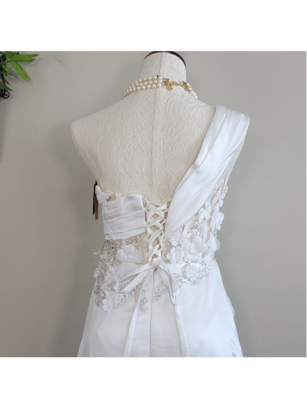 NEW Missacc One Shoulder Illusion Corset 3D Floral Sequin Beaded Wedding Dress 2 - Picture 12 of 16